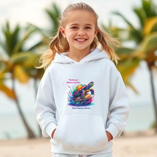 Camiseta Splash Colorido da Tartaruga- (Colorful Turtle-Fisherman Core-Dopamine Dressing-Kids Hoodie)