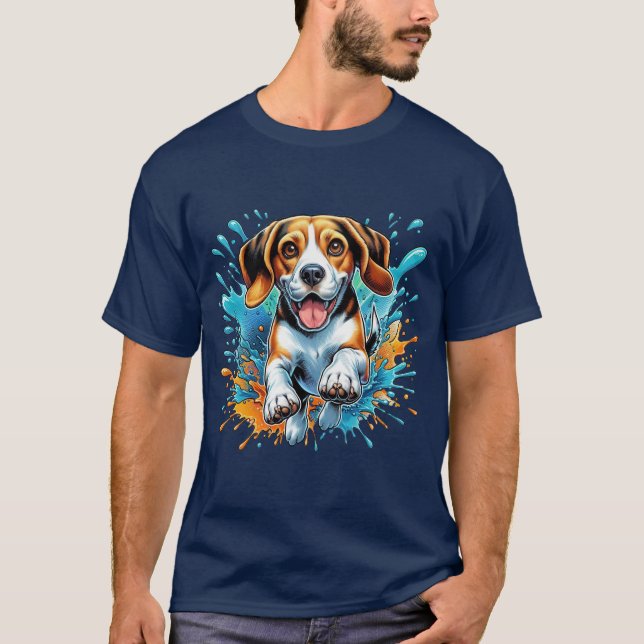 Camiseta Splash de Cor do Beagle (Frente)