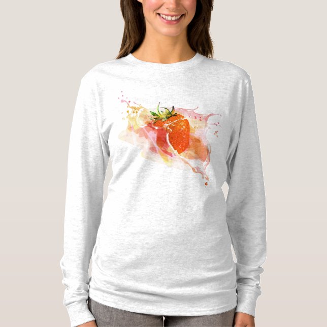 Camiseta Splash de Morango! Aquarela (Frente)