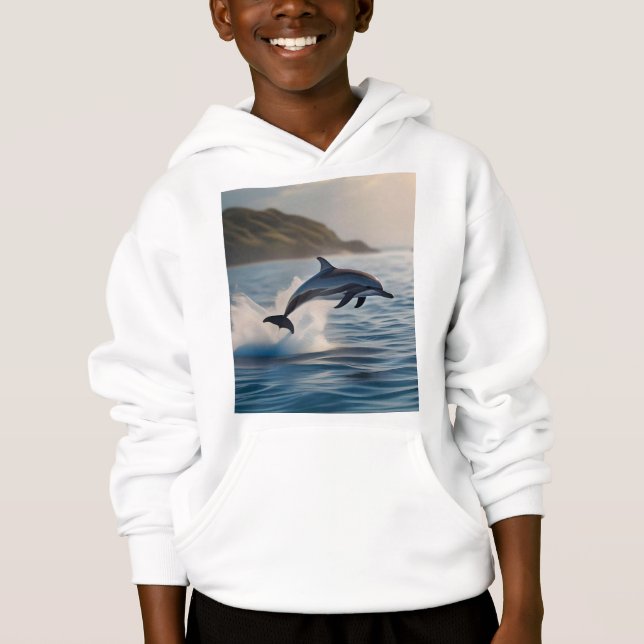 Camiseta Splashing Leaping Dolphin: A Dance of Joy in Ocean (Frente)