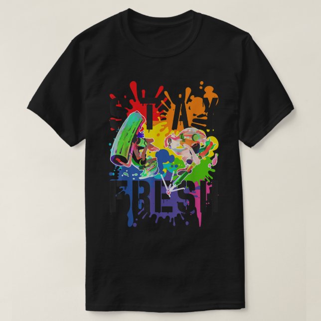 Camiseta Splatoon Pride Mantenha-Se Fresco De Tinta Arco-Ír (Frente do Design)