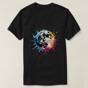 Camiseta Splatter Cósmico: Uma Explosão Lunar Colorida