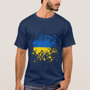 Camiseta Splatter da tinta da bandeira de Ucrânia