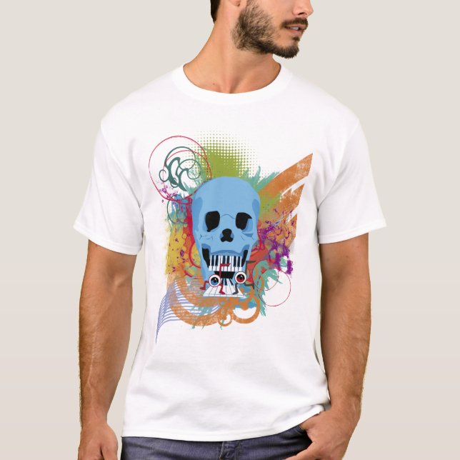 Camiseta Splatter do Grunge da música do crânio (Frente)
