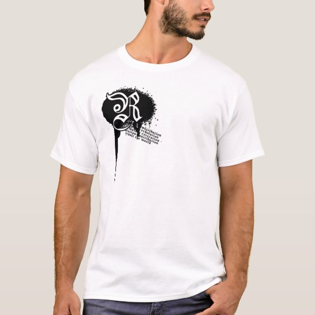 Camiseta Splatter do mundo da revolta branco (Frente)