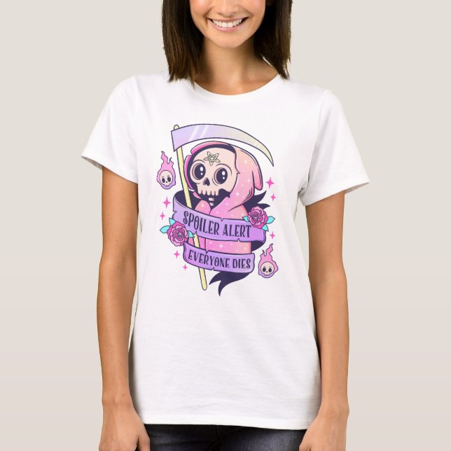 Camiseta Spoiler Alerta Todo Mundo Morre Rosa Rosa Fresco D (Frente)