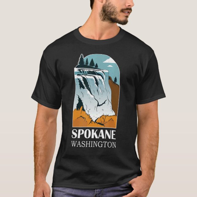 Camiseta Spokane Falls Rio Waterfall Washington (Frente)
