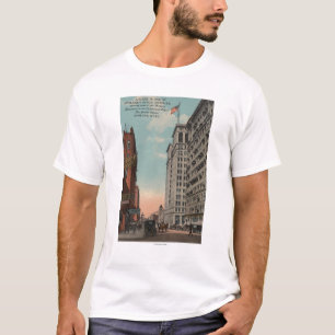 Camiseta Spokane, WA - vista do centro com Horsecarts