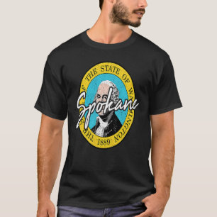 Camiseta Spokane Washington Bandeira Estado Legal Souvenir