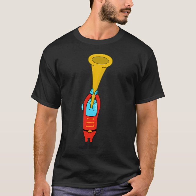 Camiseta SpongeBob- peixe 2 tocando trompete no Bubbl (Frente)