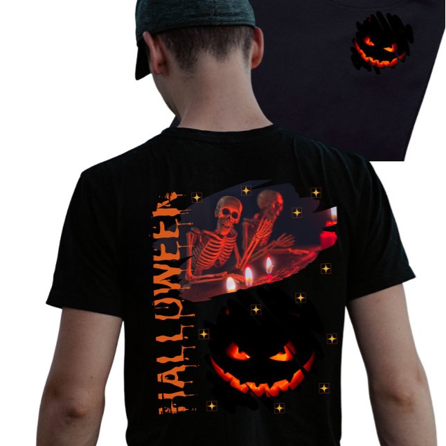 Camiseta Spooken Halloween Skeletal (Criador carregado)