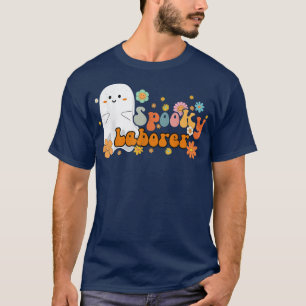 Camiseta Spooker Laborer Retro Groovy Cute Ghost Halloween