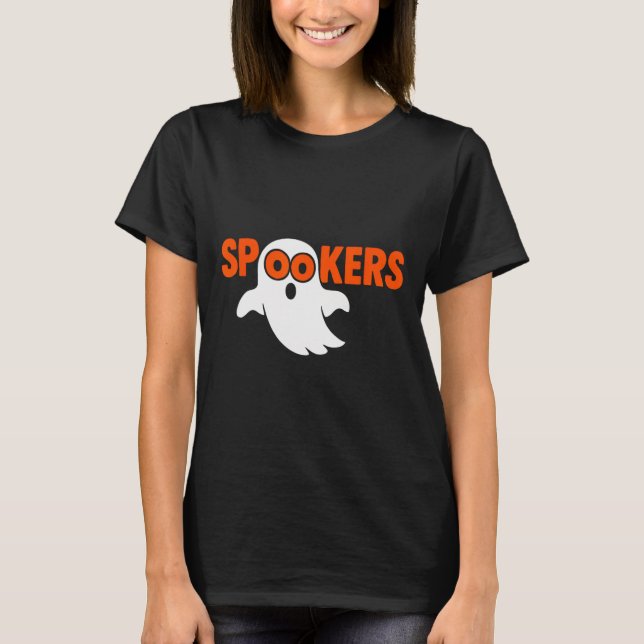 Camiseta Spookers Engraçado Fantasma Oculta Horror Hallowee (Frente)