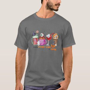 Camiseta Spookes Vibes Café Pumpkin Dia das Bruxas Ação de