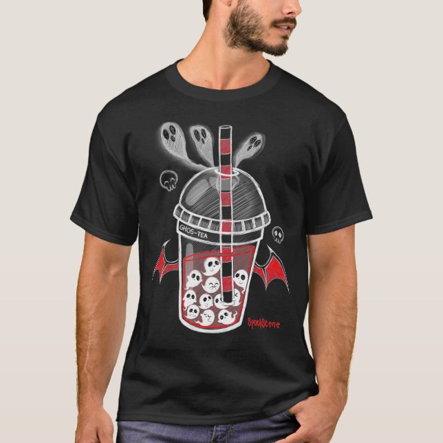 Camiseta Spooksceno GhosTea Spooky Boba Emo Gótico Alt Verm (Frente)