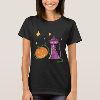 Camiseta Spooky and Cute Halloween Witch Cat and Pumpkin