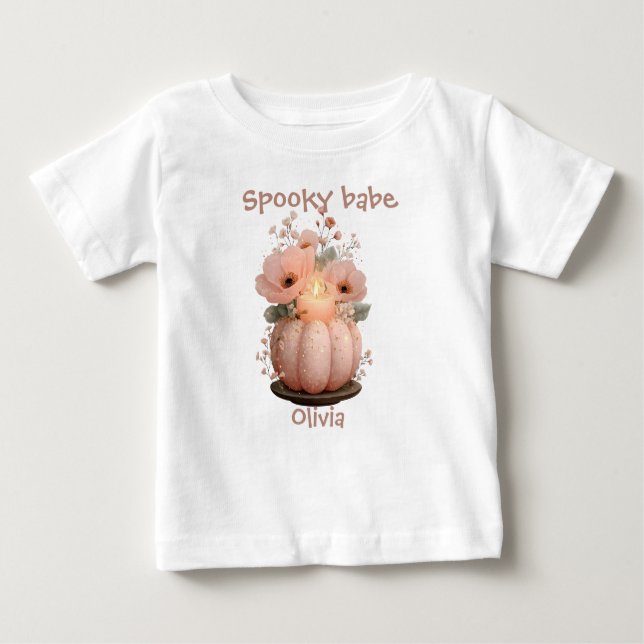 Camiseta Spooky Babe Pumpkin para Meninas (Frente)