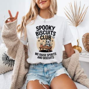 Camiseta Spooky Biscuits Club Cat Skeleton Baking Halloween