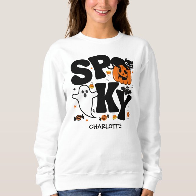 Camiseta Spooky Black And Orange Halloween  (Frente)