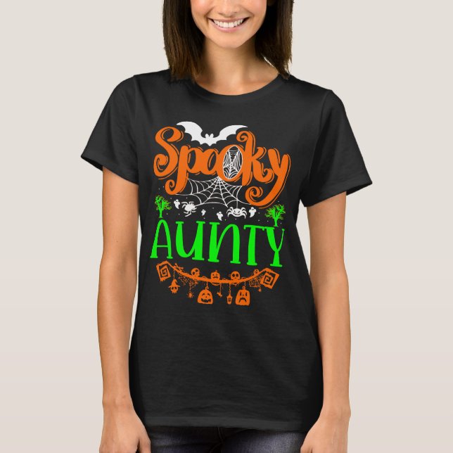 Camiseta Spooky Boo Pumpkin Halloween Aunty Giftidea (Frente)