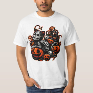 Camiseta Spooky Cat e Pumpkins