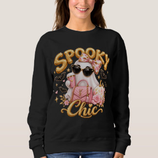 Camiseta Spooky Chic Ghost Sweatshirt, Pink Halloween Crewn