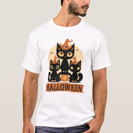 Camiseta Spooky Cute Black Cat Halloween Autumn Pumpkin 
