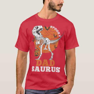 Camiseta Spooky Dad Saurus Dinosaur Skeleton T rex Pumpkin 