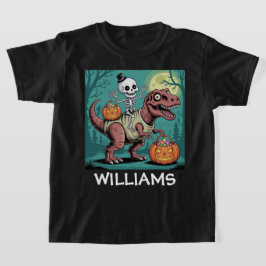 Camiseta Spooky Dino Rider - Esqueleto na mamãe T-Rex