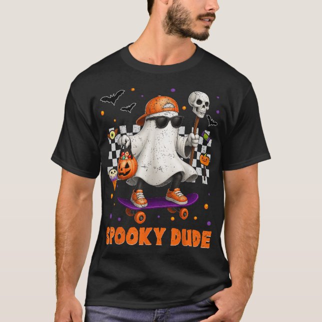 Camiseta Spooky Dude Boo Ghost Halloween (Frente)