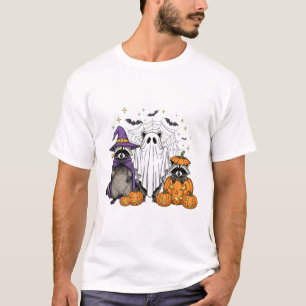 Camiseta Spooky E Feral Halloween Raccoon, Bruxa Fantasma T
