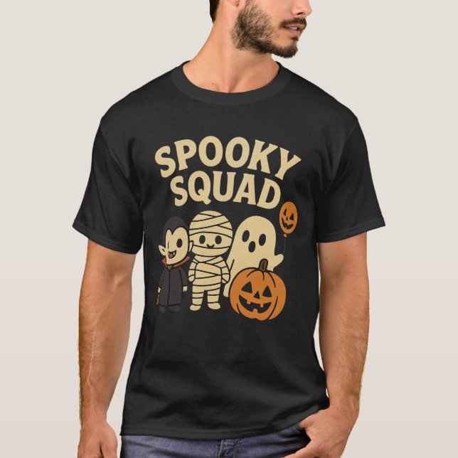 Camiseta Spooky e Squad Halloween Roupas masculinas (Frente)