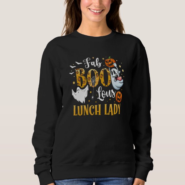 Camiseta Spooky Fab Boo Lous Ghost Halloween Lunch Lady (Frente)
