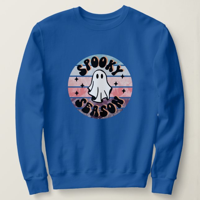 Camiseta Spooky Ghost Season Halloween Vibes Namorada (Frente do Design)