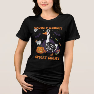 Camiseta Spooky Goosey Halloween   Skeleton engraçado