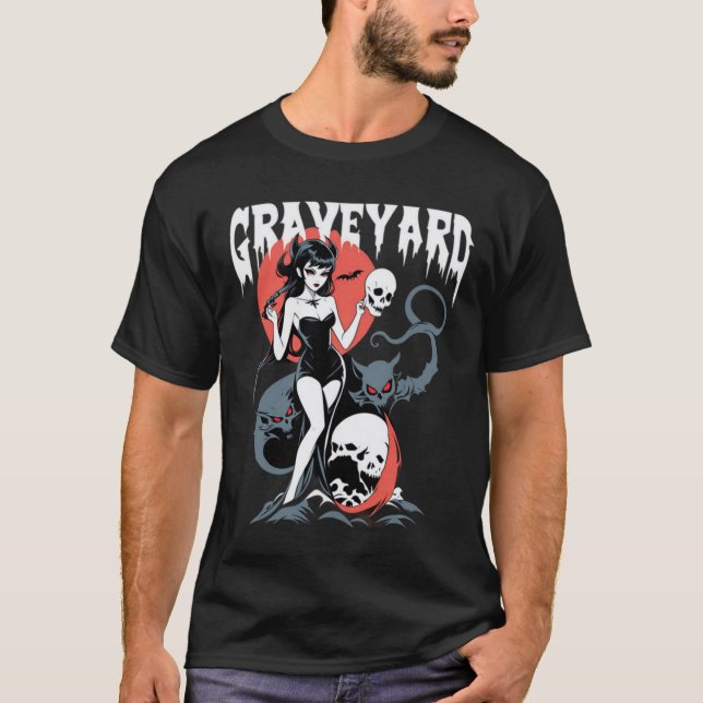 Camiseta Spooky Graveyard Girl (Frente)