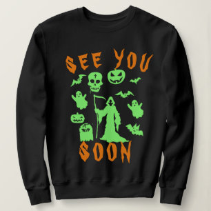 Camiseta Spooky Grim-Reaper Te Vejo Em Breve Halloween-Hood