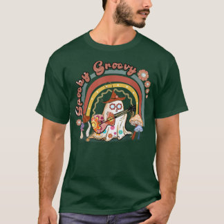 Camiseta Spooky Groovy Rainbow Vintage Ghost Hippie Hallowe