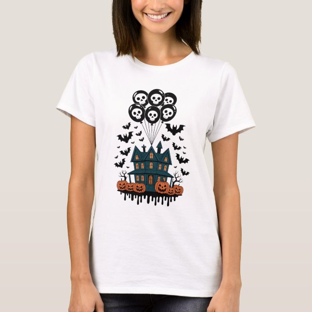 Camiseta Spooky Halloween Gothic - Casa Assombrada (Frente)