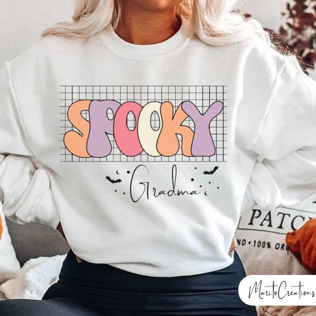Camiseta Spooky, Halloween Gradma, Groovy Retro Halloween (Spooky Gradma)