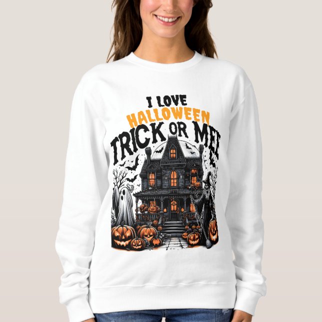 Camiseta Spooky Halloween se reunindo com abóboras (Frente)