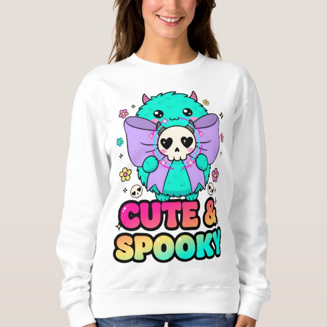 Camiseta Spooky Halloween Sweatshirt with Skulls & Stars (Frente)