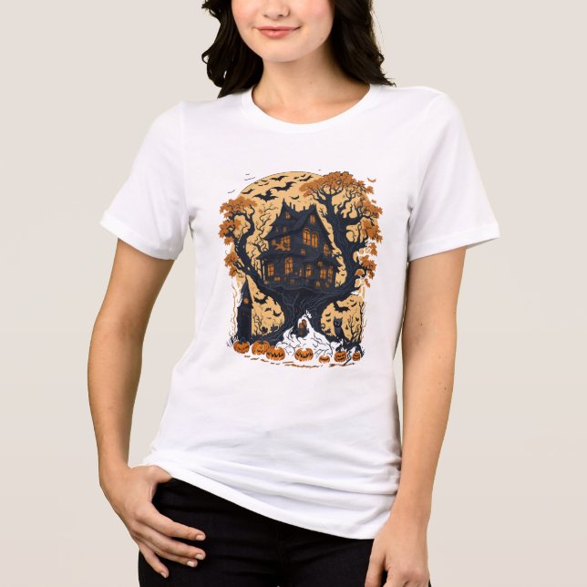 Camiseta Spooky Halloween Treehouse Women's (Frente)