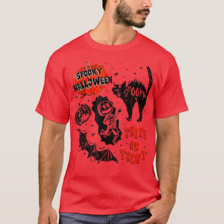 Camiseta Spooky Halloween Trick Or Treat Pumpkin skeleton C