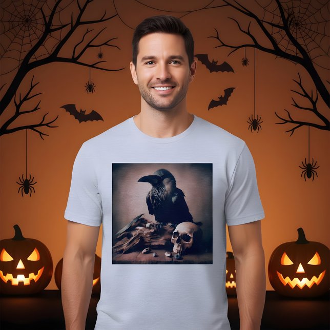 Camiseta Spooky Halloween Vintage Crow Painting Design (Criador carregado)