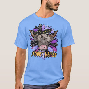 Camiseta Spooky Heifer Halloween Fazenda de Vaca de Girasso