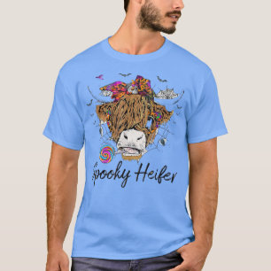 Camiseta Spooky Heifer Messy Bun Cow Sobretudo Feliz Hall