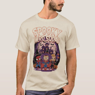 Camiseta Spooky Hero Squad: Super-heróis Chibi Adoráveis