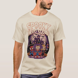 Camiseta Spooky Hero Squad: Super-heróis Chibi Adoráveis