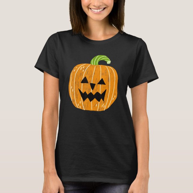 Camiseta Spooky Jack-o-Lanterna Cabeça (Frente)